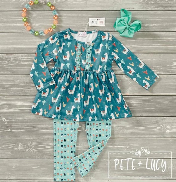 Pete + Lucy Llama Print Legging Set - Size 3T