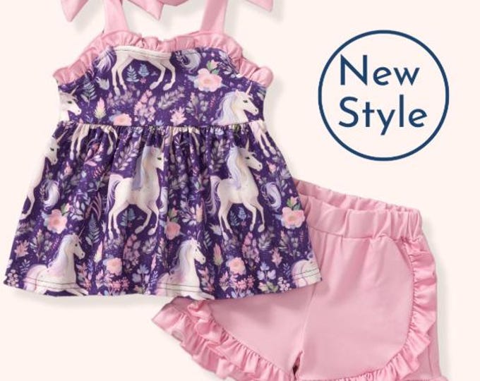 Pete + Lucy Mystical Meadow 2-Piece Girl Short Set - Size 6/6X