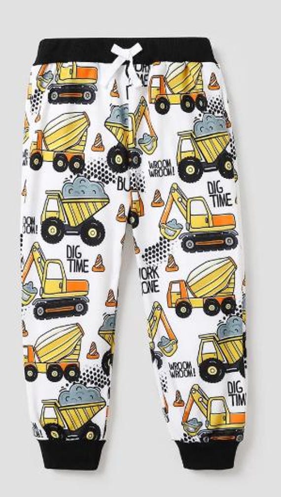 Boys Vehicle Print Casual Pants