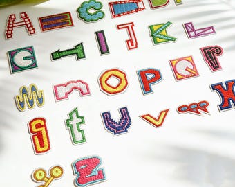 Creative Alphabet Embroidered Letter Patches, A-Z Iron-On ABC Patches for Jackets Bags Shirts, Cute Decorative Embroidery Badge