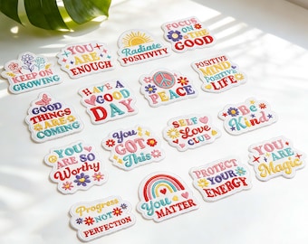 Peace & Self-Love Embroidered Patches, Positive Affirmation Iron-On Patches, Motivational Quote Badge for Jackets Bags Shirts, DIY Decor