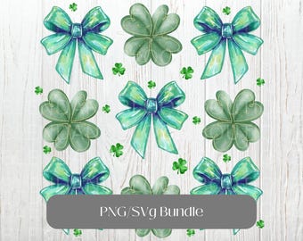 Coquette Patrick's Day Bow Png, Patrick Day Png, Shamrock Lucky Bow Png, Trendy Png, Irish Patrick Day Shirt Design, Brushstroke, Green Day