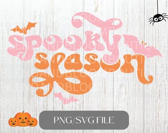 Stagione spettrale retrò Svg, Buon Halloween Svg, Vibrazioni spettrali Svg, Dolcetto o scherzetto Svg, Vibrazioni autunnali Svg, Maglietta di Halloween Svg, File di taglio Cricut