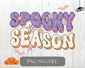 Stagione spettrale retrò Svg, Buon Halloween Svg, Vibrazioni spettrali Svg, Dolcetto o scherzetto Svg, Vibrazioni autunnali Svg, Maglietta di Halloween Svg, File di taglio Cricut