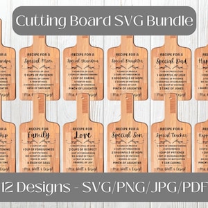 Familienrezept SVG-Bundle, lustige Küchen-Svg, Schneidebrett-Svg, Rezept für Mama, Ehe-Charcuterie-Brett-Svg, Familienküche-Svg, SVGCraftor