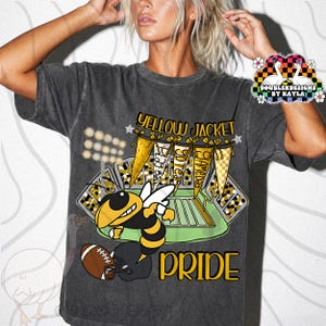 Yellow Jackets Mascot Sports | Bold Black & Gold Spirit Wear | Game Day School Pride Digital PNG | DTF Transfer Design | Digital Download |