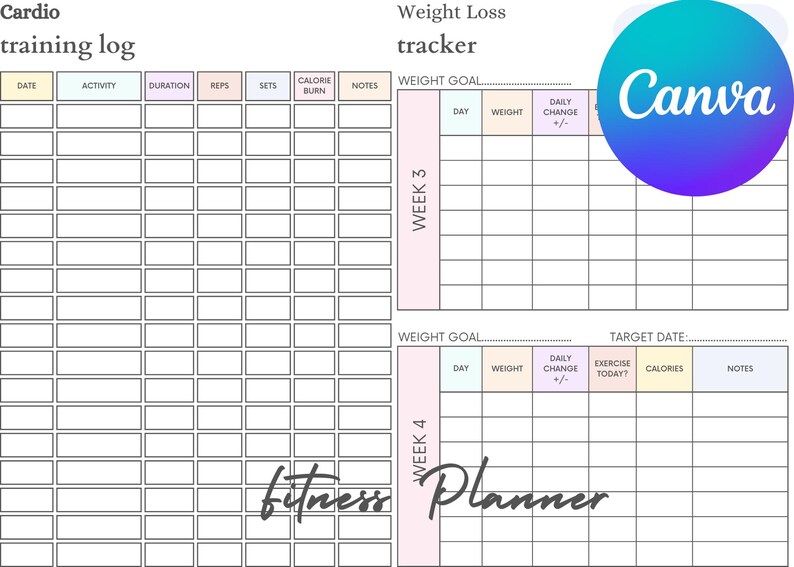 Get Fit With This Customizable Fitness Journal | Instant Download | 39 ...