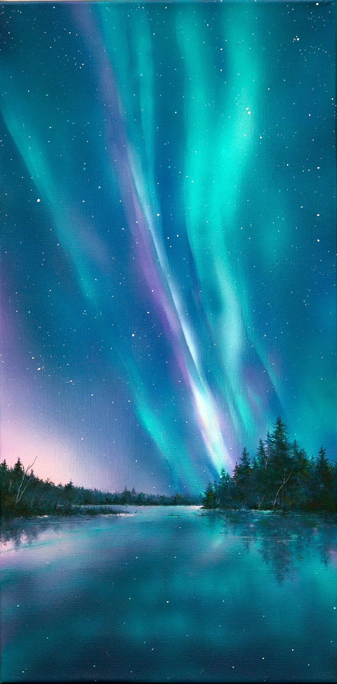 Aurora Borealis Giclee Print, Northern Lights Galaxy Fantasy Sky