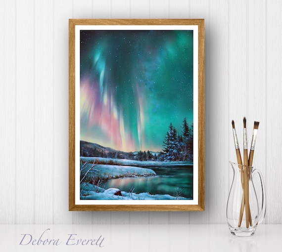 Northern Lights Giclee Print, Winter Landscape Art, Vermont - Etsy