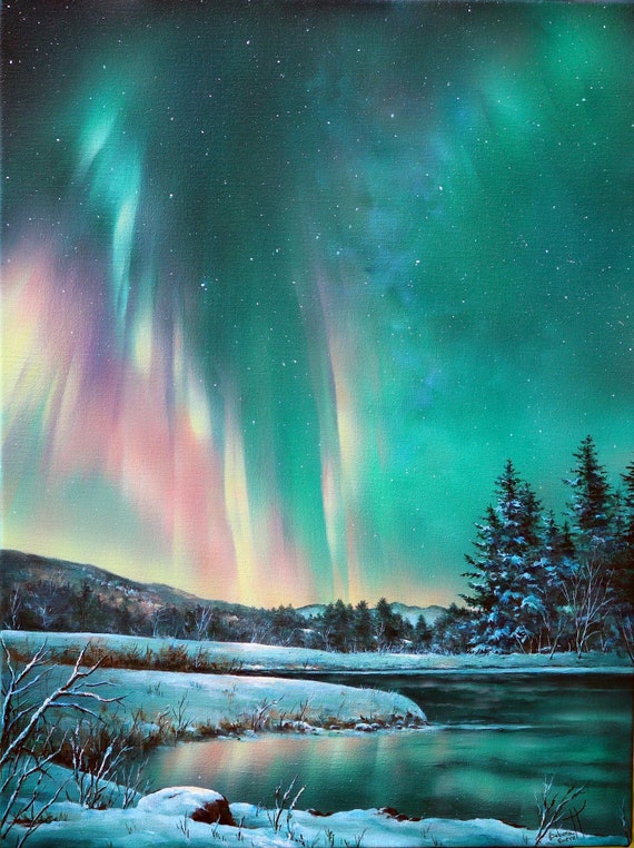 Night Sky Print / Northern Lights / Aurora Borealis Photo/ Aurora
