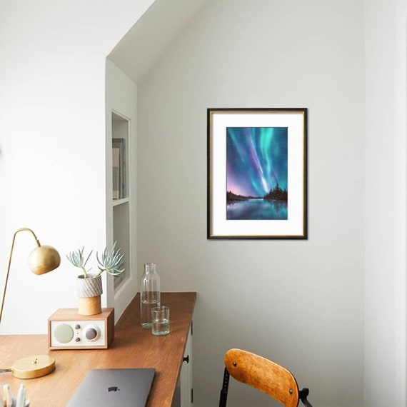 Nordlicht Kunstdruck Aurora Borealis Raum Wand Kunst Kinderzimmer Wand Kunst Blau Wandkunst 8 X 16 X Sky Art Galaxie Sterne Nacht Himmel Geschenk