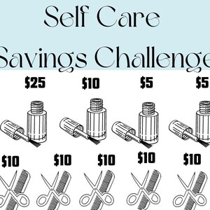 Self Care Savings Challenge Printable, Self Care Budget Saving Tracker, Hair and Make-up Mini Savings, Self Care Fund Savings Challenges