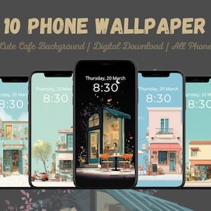 Cute Cafe Phone Wallpapers | Pastel Background Aesthetic | Cozy Coffee Shop Lock Screens | 10 PNG