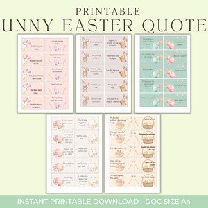 50 Tarjetas con Frases Divertidas de Pascua – PDF Imprimible / 5 Páginas / 8.9 cm x 5 cm / Descarga Instantánea