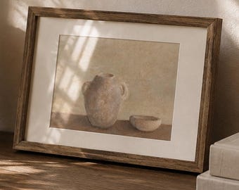Textured Pottery Original Acrylic Painting | Minimalist Art | Modern Farmhouse | Organic Modern | Wabi Sabi (Digital Download)