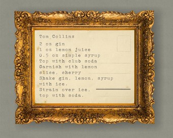 Vintage Cocktail Recipe Art Prints: Retro Bar Decor (Digital Download, Set of 4 PNGs)