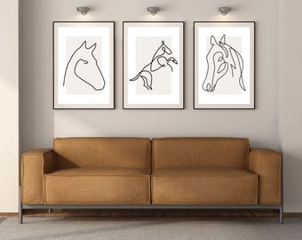 Abstract Horse Sketch Art Prints: Equestrian Wall Decor (Digital Download)