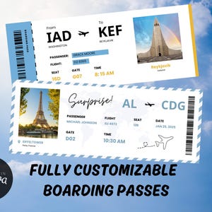 Tarjetas de embarque personalizables / Diseñe su propia tarjeta de embarque - Billete de avión personalizado / Hágalo suyo Tarjeta de embarque / Totalmente personalizable