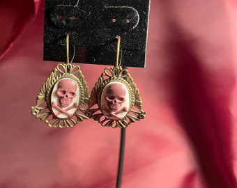 Fancy Skull Cameo Earrings