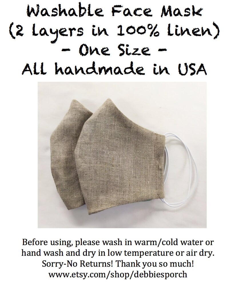 Bulk Order Washable Handmade 3D Face Mask in 100 Linen Etsy