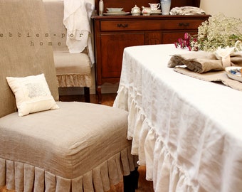 TABLE CLOTH...linen with frayed ruffle "Lilly"