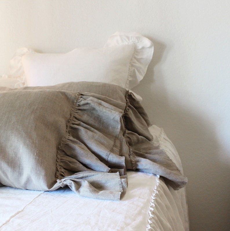 LILY...PILLOW COVER....tube style with frayed large ruffle Etsy