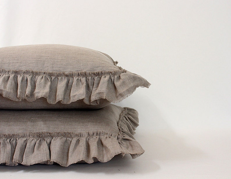 LILY...SQUARE SHAMS ..set of 3 With Frayed Ruffle. Etsy UK
