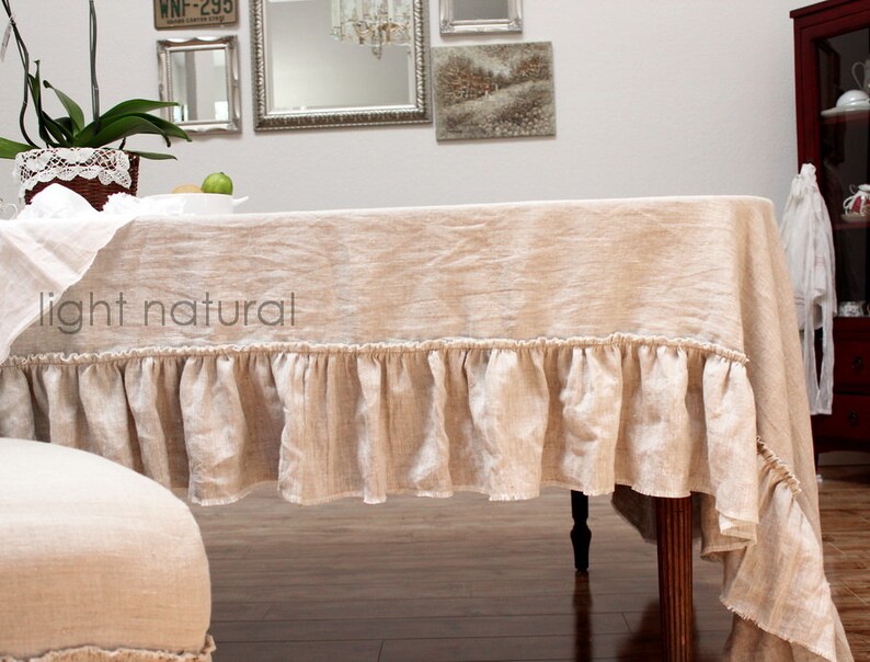 TABLE CLOTH...linen with frayed ruffle Lilly