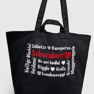 Borsa ricamata sveva | Borsa tote con dialetto | Dialetto svevo | Detti divertenti | Borsa di cotone