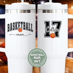Basketball Mom Gift, Custom Name & Jersey Number, Basketball Mom Tumbler, 40oz Tumbler with Handle