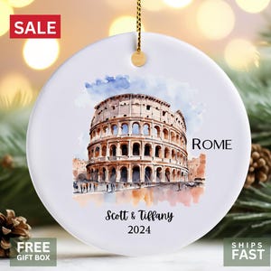 Rome Ornament - Rome Vacation Keepsake - Italian Cityscape Decoration - Custom Christmas Gift - Unique Travel Souvenir