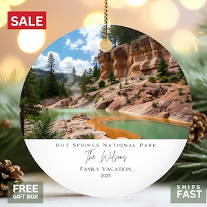Hot Springs National Park Ornament, Personalized Arkansas Thermal Pool Christmas Ornament, Family Vacation Gift 2025
