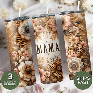 Mama Tumbler, Floral Leopard Mom Cup, Mother's Day Gift, 20oz Stainless Steel Insulated Tumbler, New Mom Gift, Birthday Gift for Mom