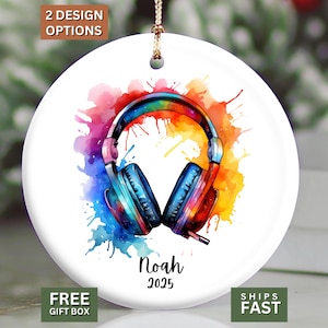 Music Lover Ornament - Personalized Holiday Keepsake, Vibrant Headphone Design, Unique Gift for Musicians and Music Enthusiasts 2024