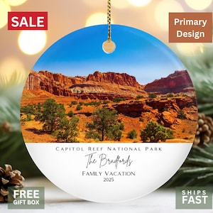 Capitol Reef National Park Ornament, Personalized Travel Keepsake, Family Vacation Gift 2025, Custom Utah Park Gift, Family Travel Gift