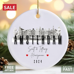Amsterdam Ornament - Beautiful Dutch Canal Houses Keepsake - Unique Netherlands Souvenir - Personalized Holiday Decor - Travel Gift