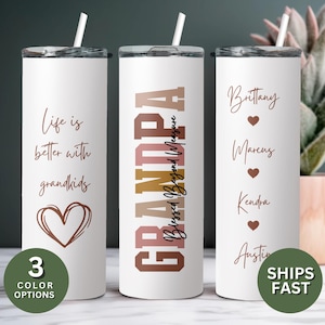 Personalized Grandpa Tumbler Custom Grandkids’ Names Cup, Best Grandpa Gift, Father’s Day Gift for Grandpa, Papa Tumbler Custom Grandpa Gift