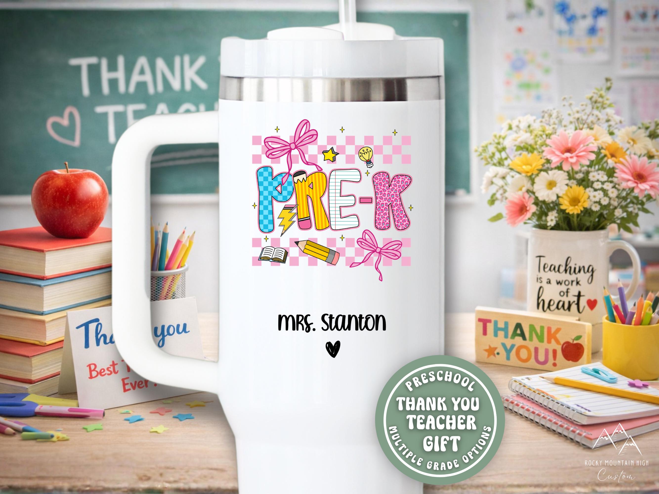 Thank You Pre-k Teacher Gift Personalized Tumbler, Preschool Teacher ...