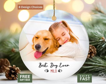Personalized Dog Photo Ornament, Custom Pet Picture Christmas Gift, Memorial Keepsake Tree Decoration