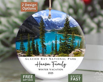 Glacier Bay Ornament – Personalized National Park Keepsake – Custom Family Vacation Gift – Summer or Winter Trip Memory 2025