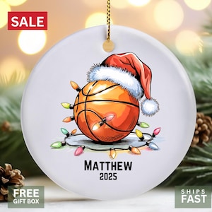 Personalized Basketball Ornament, Custom Christmas Tree Decoration, Basketball Players Ornament Gift