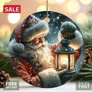 Santa Claus Ornament - Classic Christmas Decoration, Personalized Holiday Keepsake, Festive Santa Designs 2024