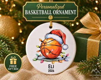 Basketball Ornament Personalized with Name, Player Coach Team Gift, Sports Christmas Keepsake for Boys Girls