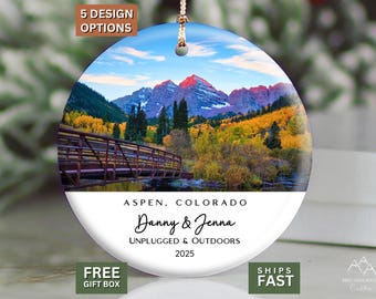 Aspen Colorado Ornament, Custom Maroon Bells Family Keepsake, Aspen Mountain Vacation Christmas Gift