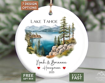 Lake Tahoe Ornament - Custom Mountain and Lake Keepsake - Unique Travel Souvenir - Personalized Gift for Family