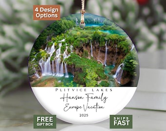 Plitvice Lakes National Park Ornament, Croatia Travel Keepsake, Personalized Vacation Souvenir Gift, Waterfall Photo Ornament 2025