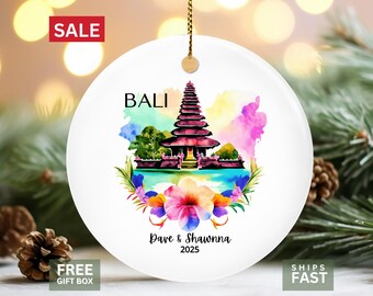 Adorno personalizado de Bali, Adorno navideño de Bali, Recuerdo de viaje de Bali, Adorno de vacaciones en Indonesia, Regalo de viaje personalizado