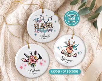 Personalized Hairstylist Ornament, Custom Name Hair Stylist Christmas Gift, Hairdresser Gift, Salon Owner Cosmetologist Gift, Beauty Pro