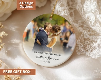 Personalized Wedding Photo Ornament, Custom Couple Photo Ornament, Wedding Keepsake, Newlywed Gift, Custom Wedding Gift, Picture Ornament
