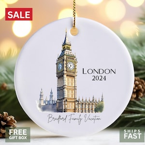 Custom London Ornament - Big Ben, Tower Bridge, London Eye, UK Christmas Gift, London Souvenir Keepsake, Personalized London Gift
